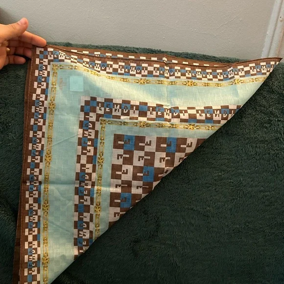 Fendi Brown and Blue Geometric Scarf - Picture 4 of 5